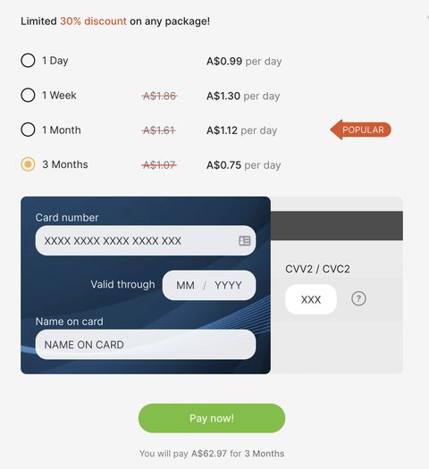 Screenshot of the BeNaughty prices