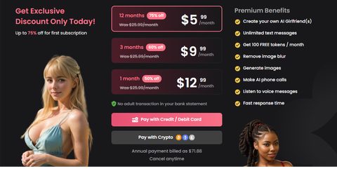 Screenshot of the Candy.ai prices