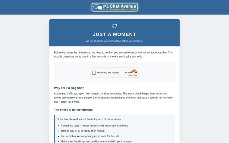 Screenshot of the Chat Avenue website
