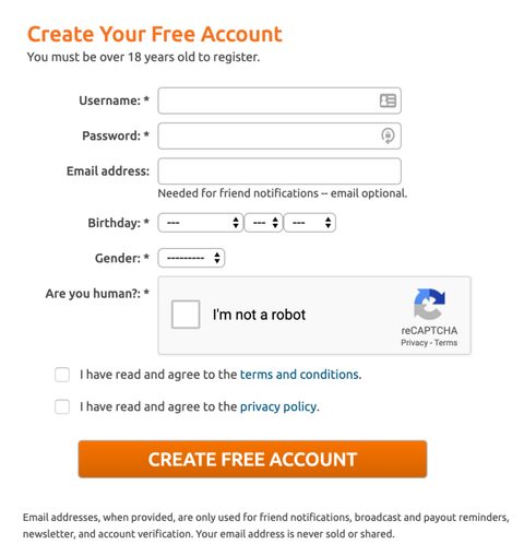 Chaturbate Registration