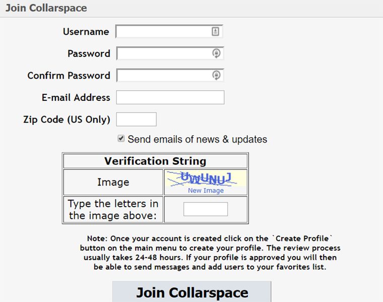 Collarspace Registration
