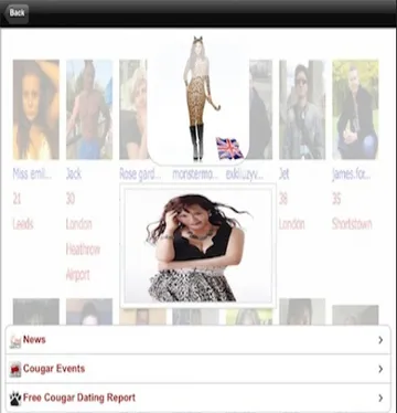 Screenshot of the Cougar Date website