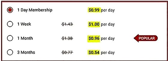 Screenshot of the FindBBWSex prices