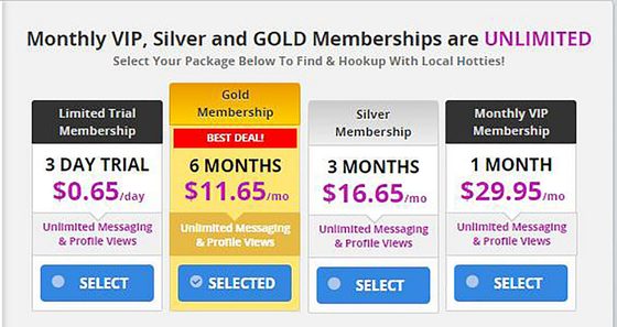 Screenshot of the FlirtNextDoor prices