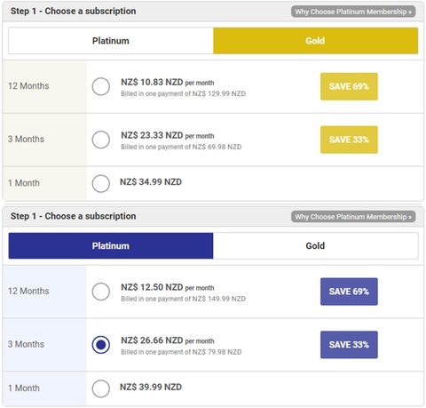 Screenshot of the LatinAmericanCupid prices