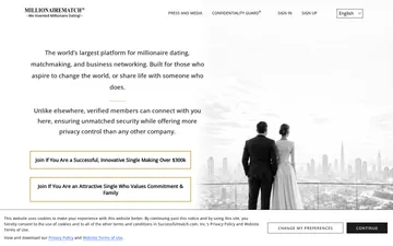 Screenshot of the MillionaireMatch website