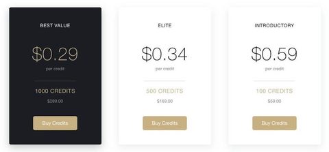 Screenshot of the Secret Benefits prices