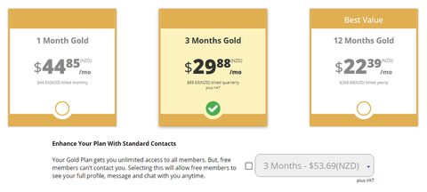 Screenshot of the Senior Sizzle prices