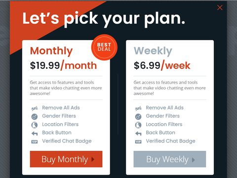 Screenshot of the Shagle prices