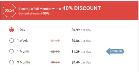 Screenshot of the SnabbFlirt prices