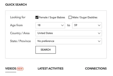 Screenshot of the SugarDaddyMeet website