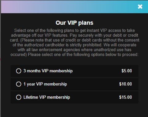 Screenshot of the TeenChat prices