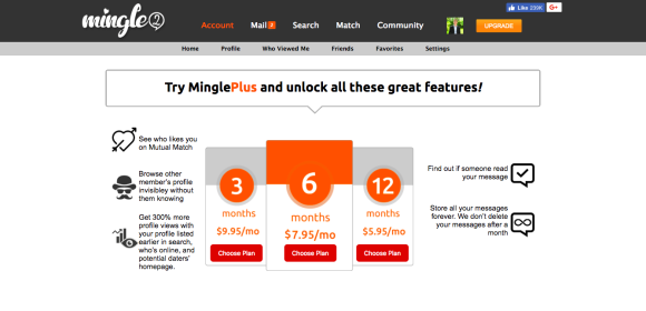 Mingle2 Pricing