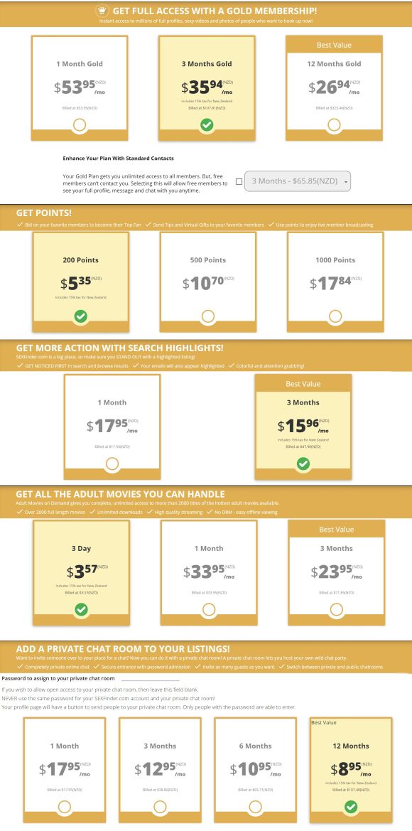 Sexfinder Cost NZ